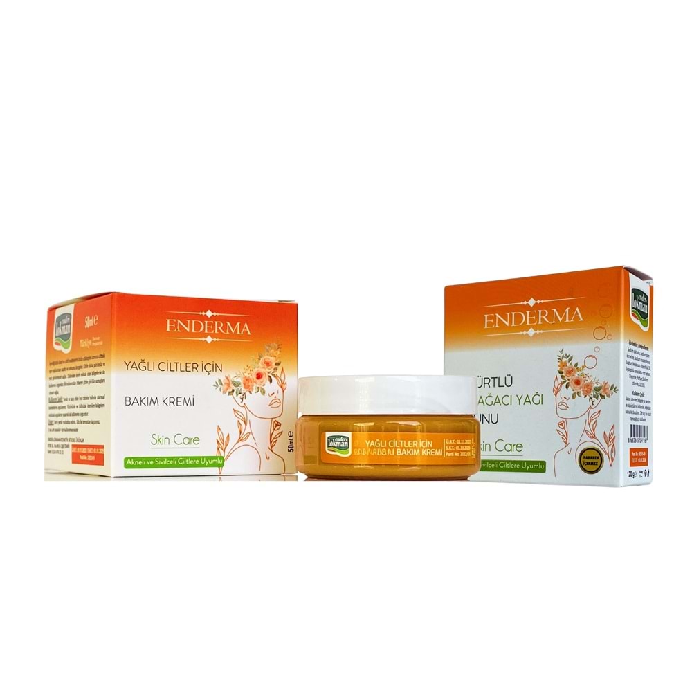 Enderma Yağlı Ciltler için Bakım Kremi 50ml & Enderma Kükürtlü Çay Ağacı Yağı Sabunu 120 gr